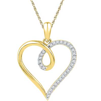 "18 Kt Gold Shiny Heart Diamond Pendant - Ph017056 - Click here to View more details about this Product
